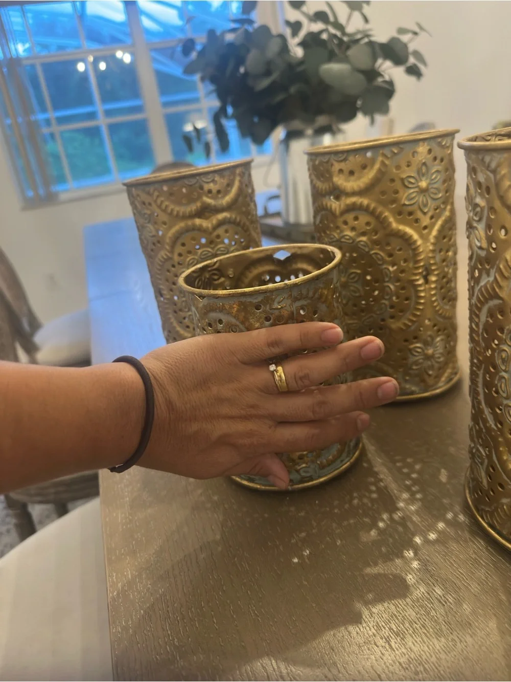 Unbranded Gold Embossed Metal Votive Candle Holders - Set of 5
